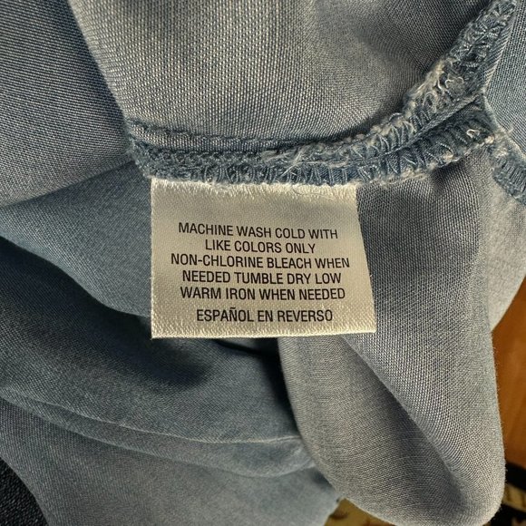 Style & Co. Long Sleeve Chambray Lace Front Pullover Top, Size PL,‎ Denim Blue - Picture 7 of 8